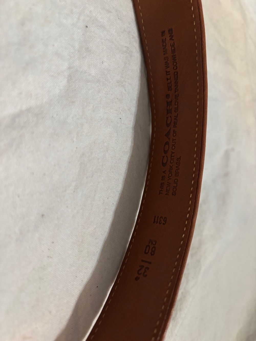 Coach Tan Leather Belt with Brass Buckle - Picture 4 of 8